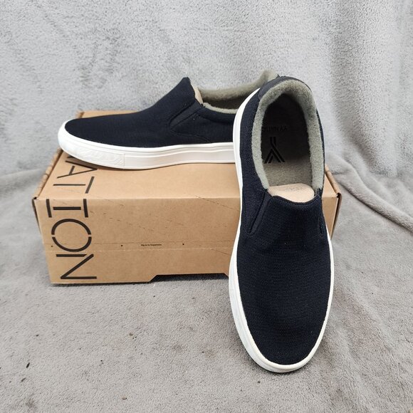 YY Nation Shoes Mens Size 10 Nimbo Bamboo Black Bamboo Slip On Sneakers *NWT* - Picture 1 of 14
